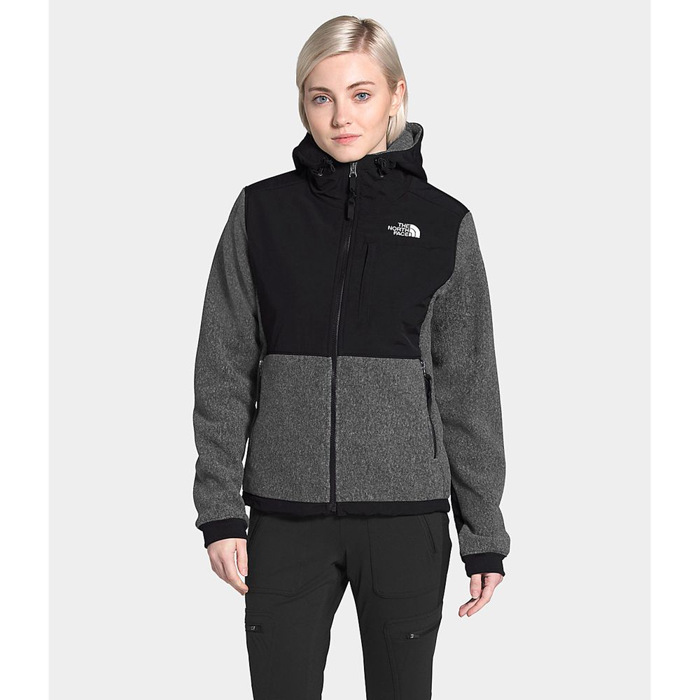 The North Face Hooded Jacket Womens Australia - The North Face Denali 2 Black / Light Gray Dark Blue